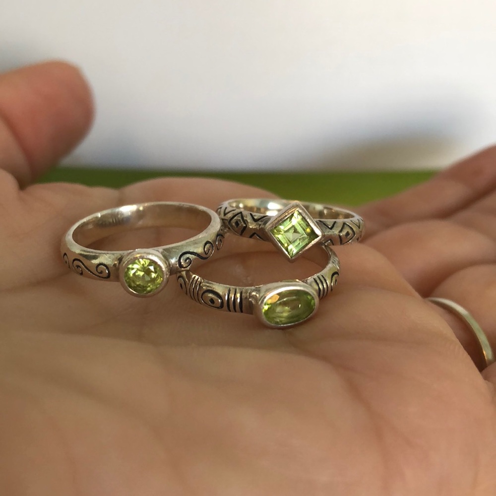 Brighton Stacking Rings w Peridot Stones